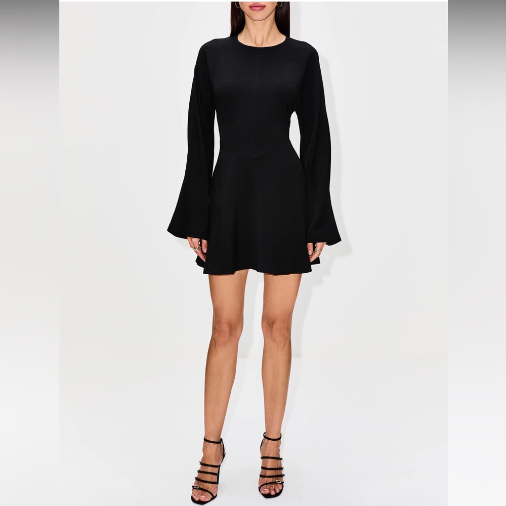 La Ligne Black Long-Sleeve Fit-and-Flare Mini Dress - Picture 4 of 11